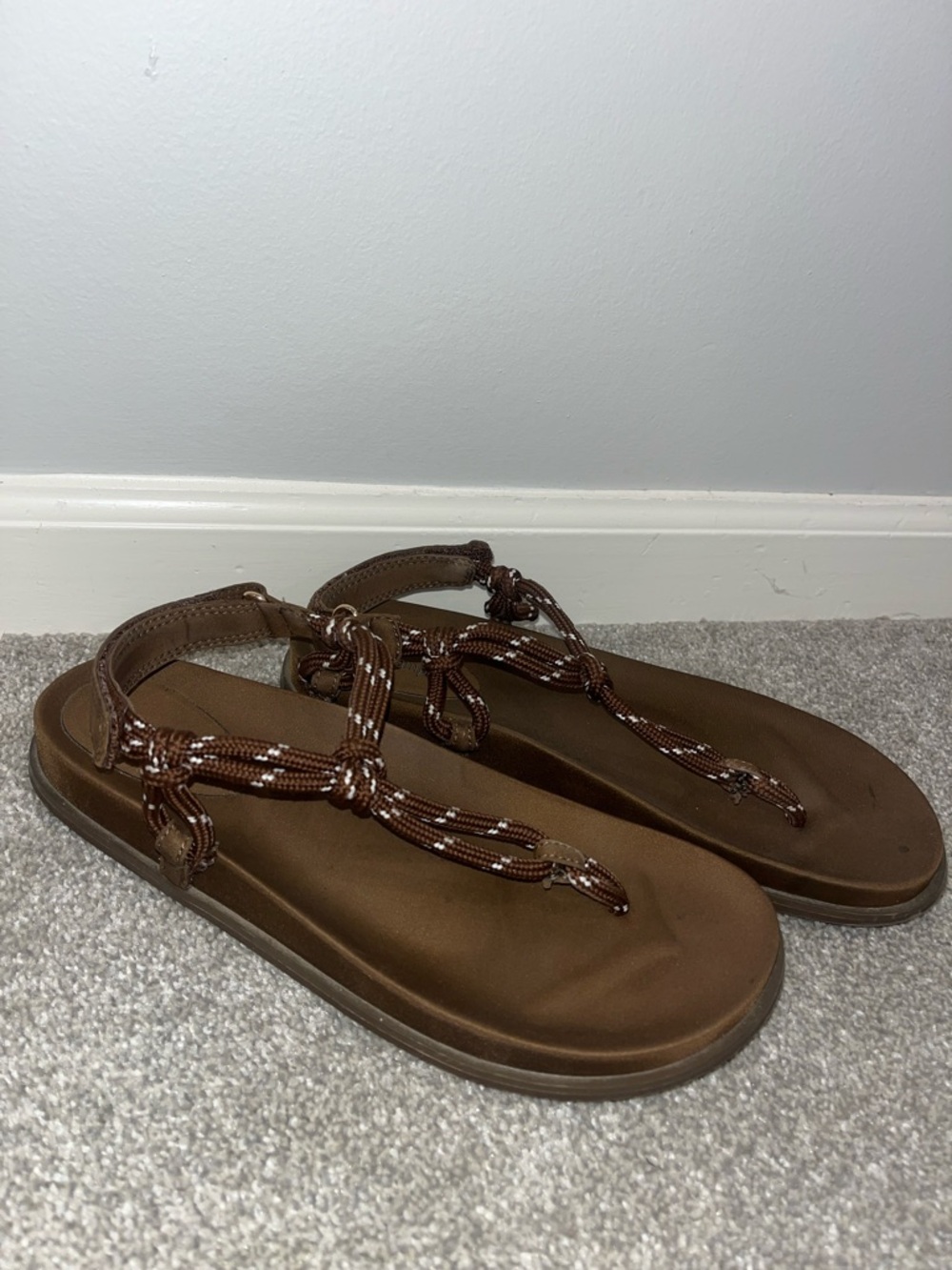 Jeffrey Campbell Brown Rope-Style Thong Sandals